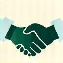 Ikona za partnerstvo in podporo: dve roki, ki si segata v roke.