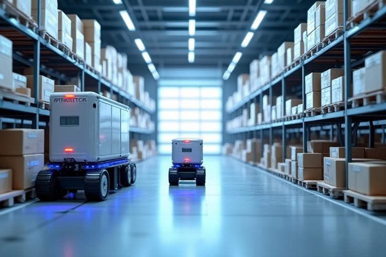 Logistično skladišče z avtomatiziranimi roboti